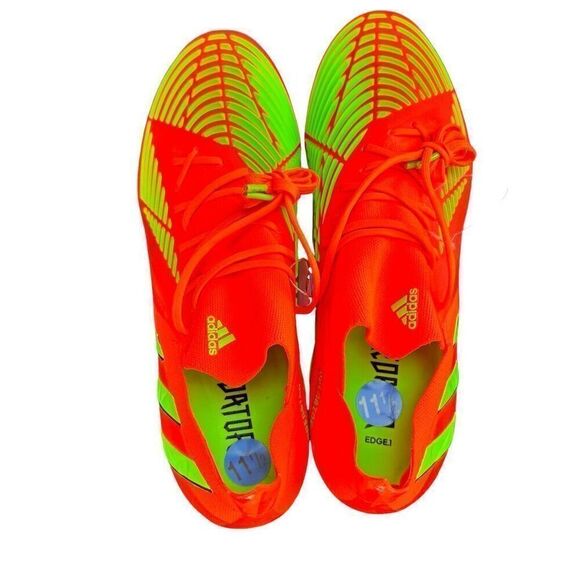 Adidas Predator Edge.1 FG (GW1029) "Solar Red/Green" Men's Soccer Cleats Sz 11.5 - Picture 5 of 9